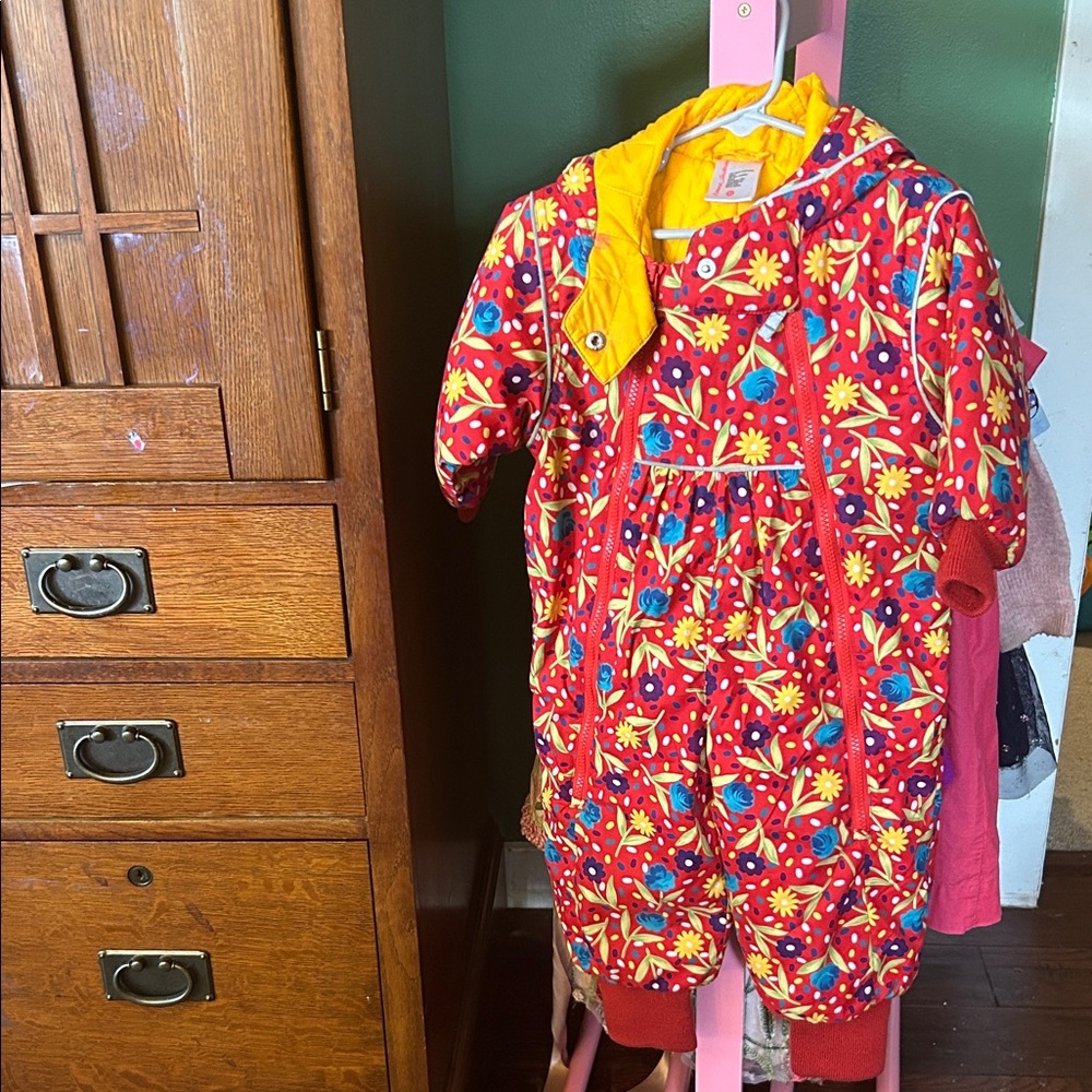 Hanna Andersson Red Floral Kids Snowsuit